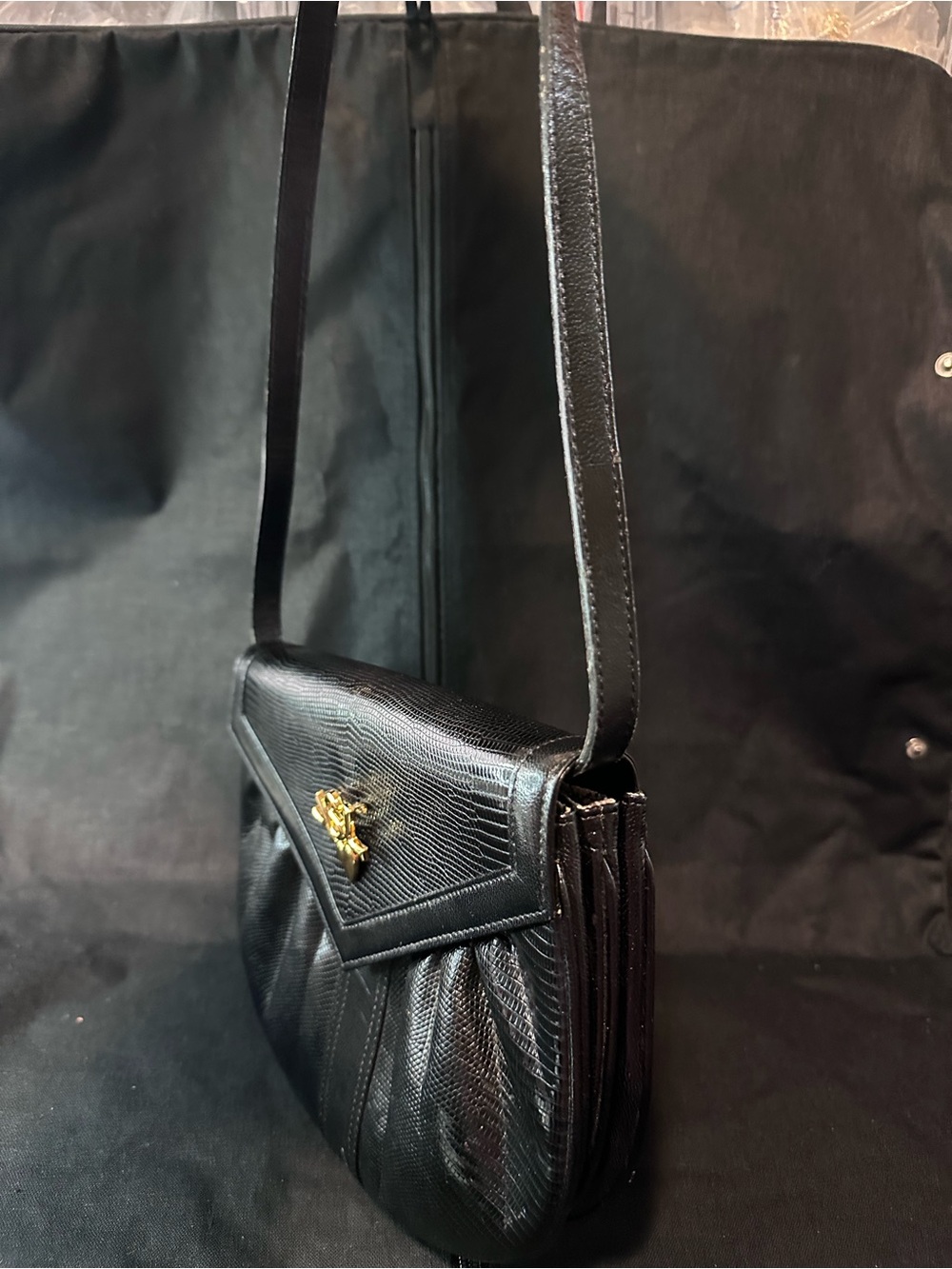 Yves Saint Laurent Black Leather Crossbody Bag womens Vintage - Picture 11 of 13